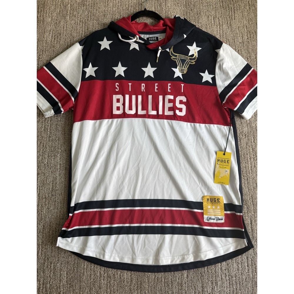 HUGE Exchange Street Bullies short sleeve pullover hoodie in men's 2XL.
